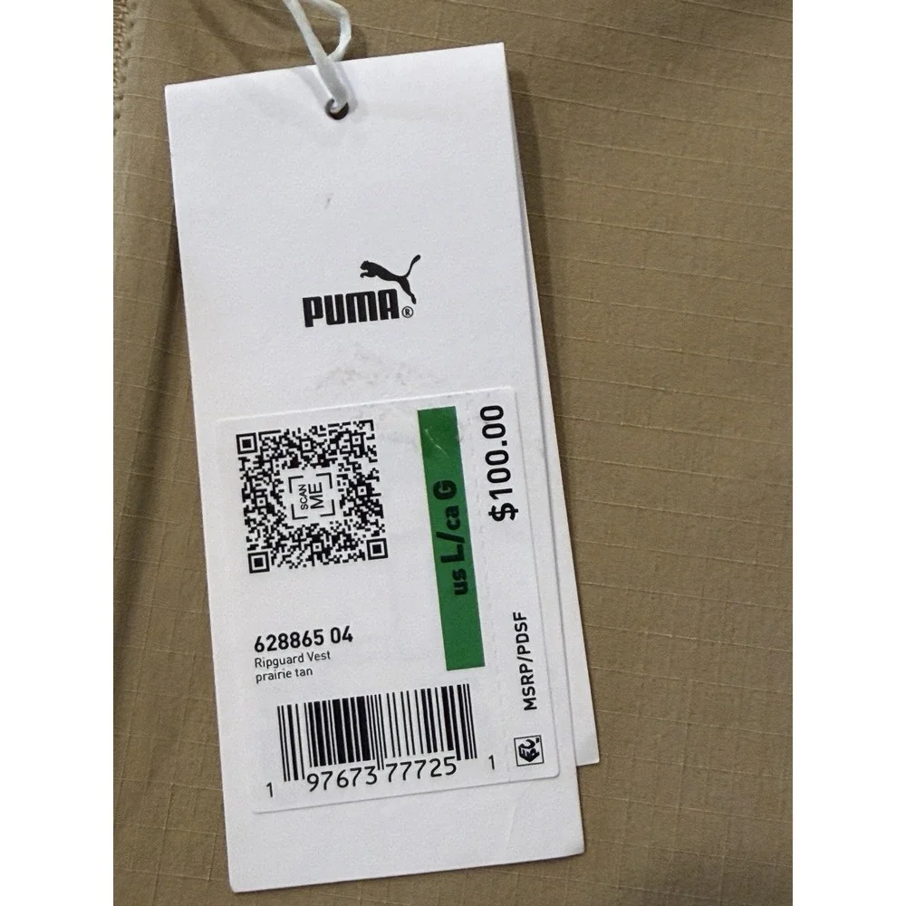 Puma Ripguard Golf Vest Prairie Tan 628865 Mens Large NWT Quarter Zip Gilet